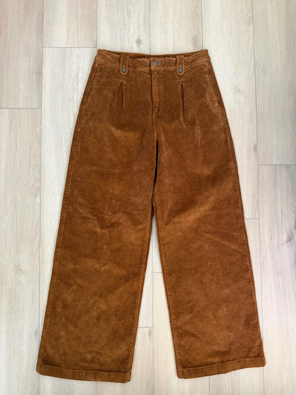 American Eagle Wide Leg Corduroy Pants Camel Brown Super Stretch